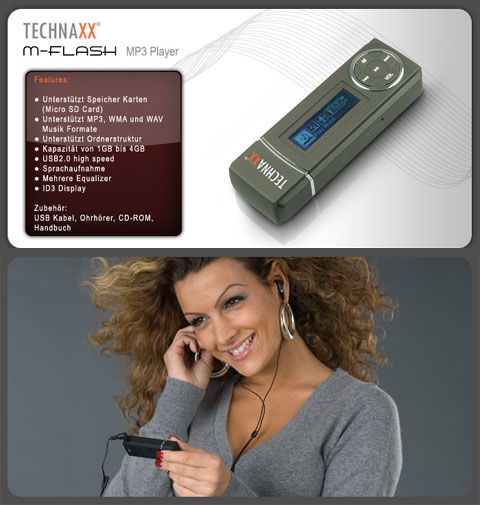 Fournisseur MP3-Player Technaxx M-Flash 4GB, Grossiste MP3-Player Technaxx M-Flash 4GB, Destockage MP3-Player Technaxx M-Flash 4GB