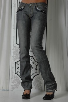 Destockage r�f 2570 - jean gris strass 5A0832