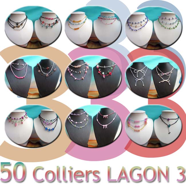 Destockage Grossiste en Colliers Fantaisies - 50 Colliers LAGON 3 à 21.50 