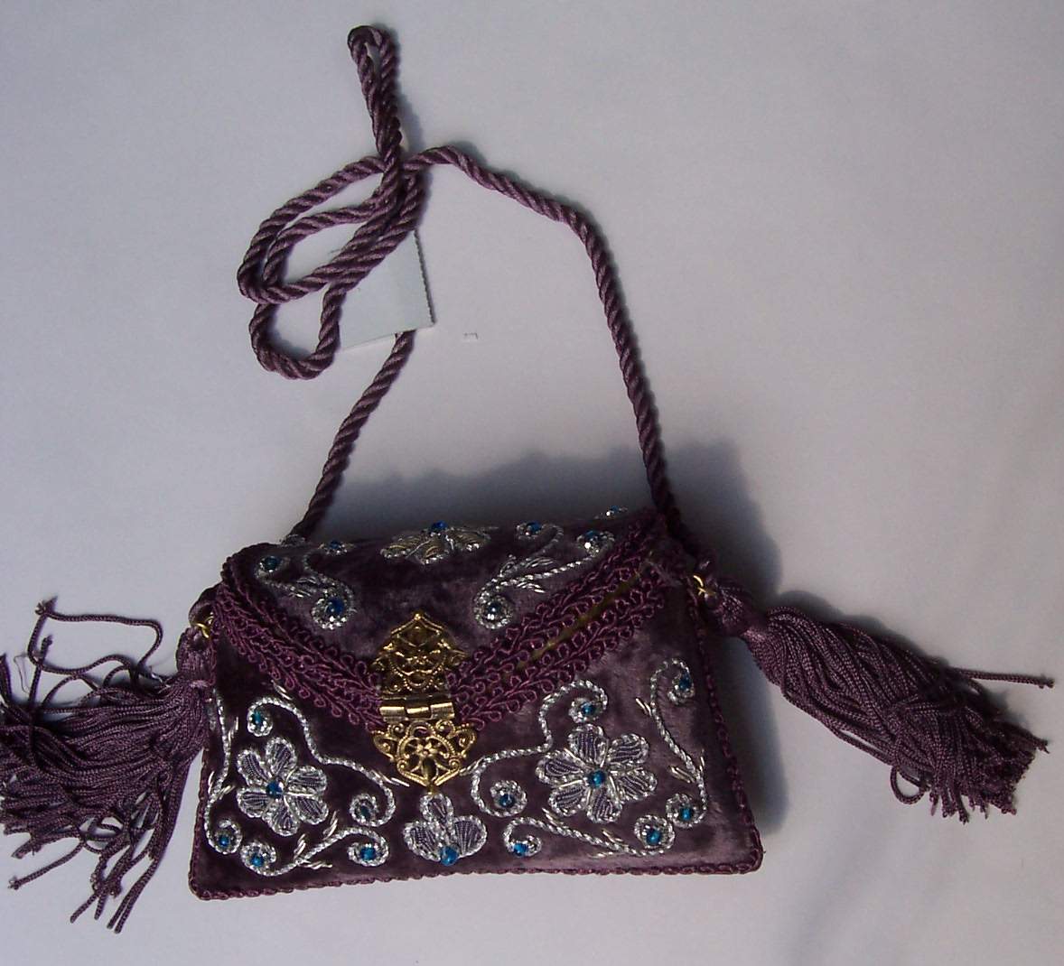 SAC BRODE VELOURS MAUVE 