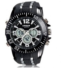 Grossiste montre chrono avec bracelet en silicone noir. etanche jusqu'a 30 metres (prix d'usine)