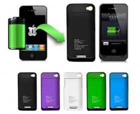Grossiste coque rigide avec batterie intégrée iphone 4/4s et 5/5s ( 4 couleurs )