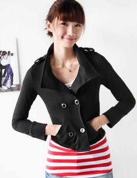 Veste double boutonnage manches longues Noir