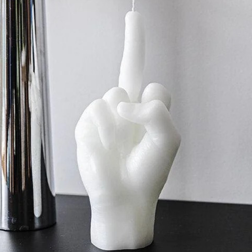MIDDLE FINGER CANDLE BLANC Bougie Parfumée et Originale en Forme