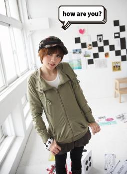 Sweat zippé à capuche manches longues Vert bouteille