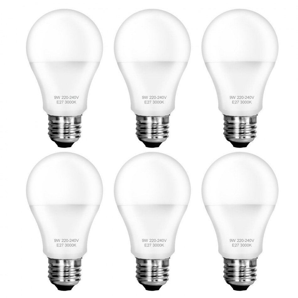 6 x ampoules led e27 9w a60 (lumiere chaude) destockage Grossiste