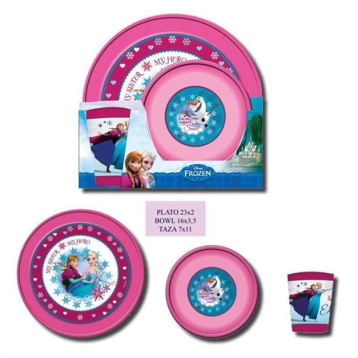 Set Petit-déjeuner La Reine Des Neiges - 3 Pièces (assiette, Bol, Gobelet) - Polypropylène Lavable - Violet