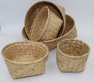 LOT DE 5 CORBEILLES RONDES en bambou