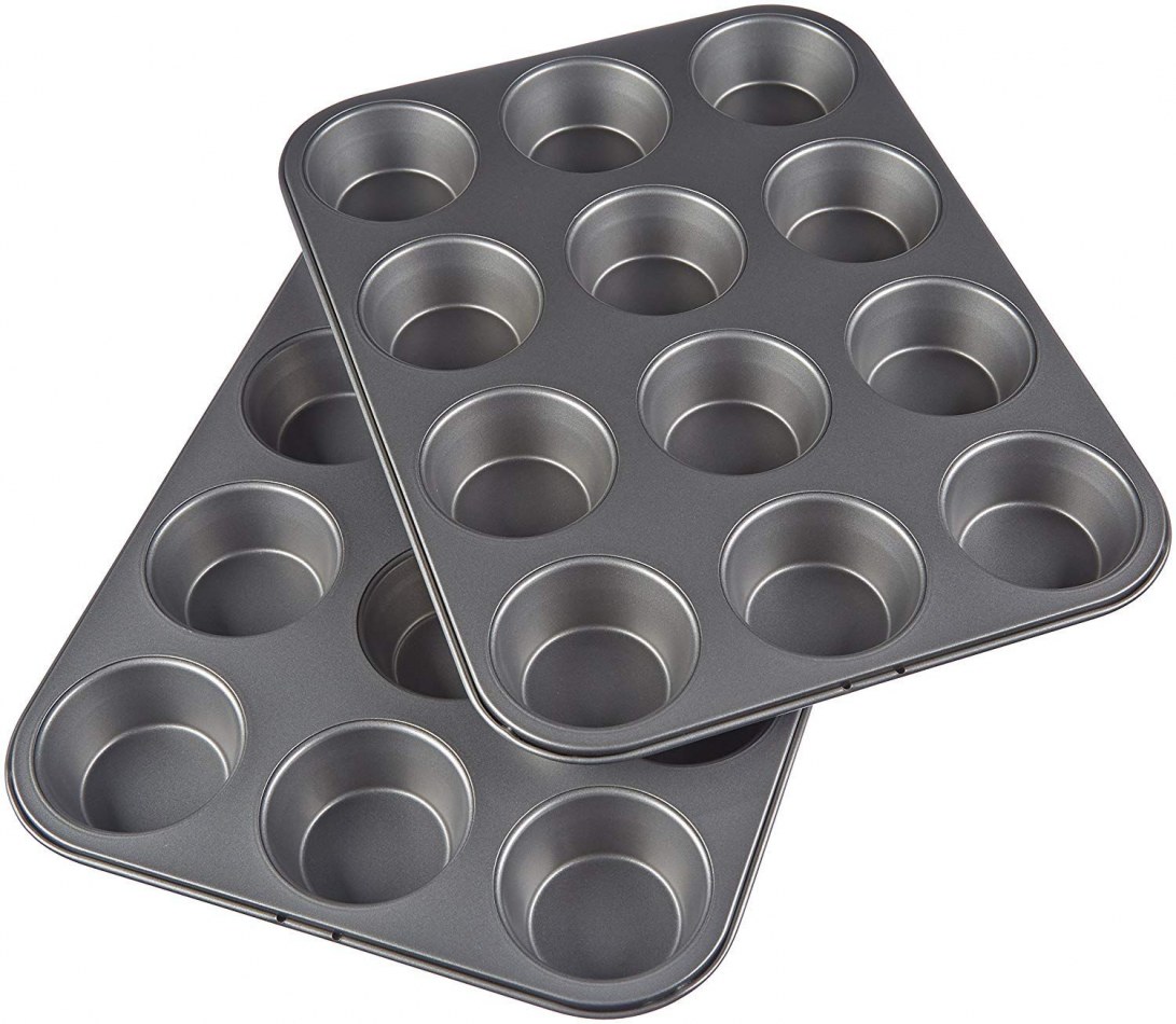 Plateau pour la cuisson de muffins assiette + 12 moules en silicone