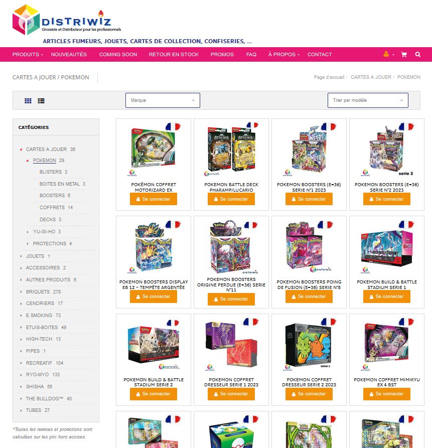 Distributeur cartes pokemon & yugioh Destockage Grossiste
