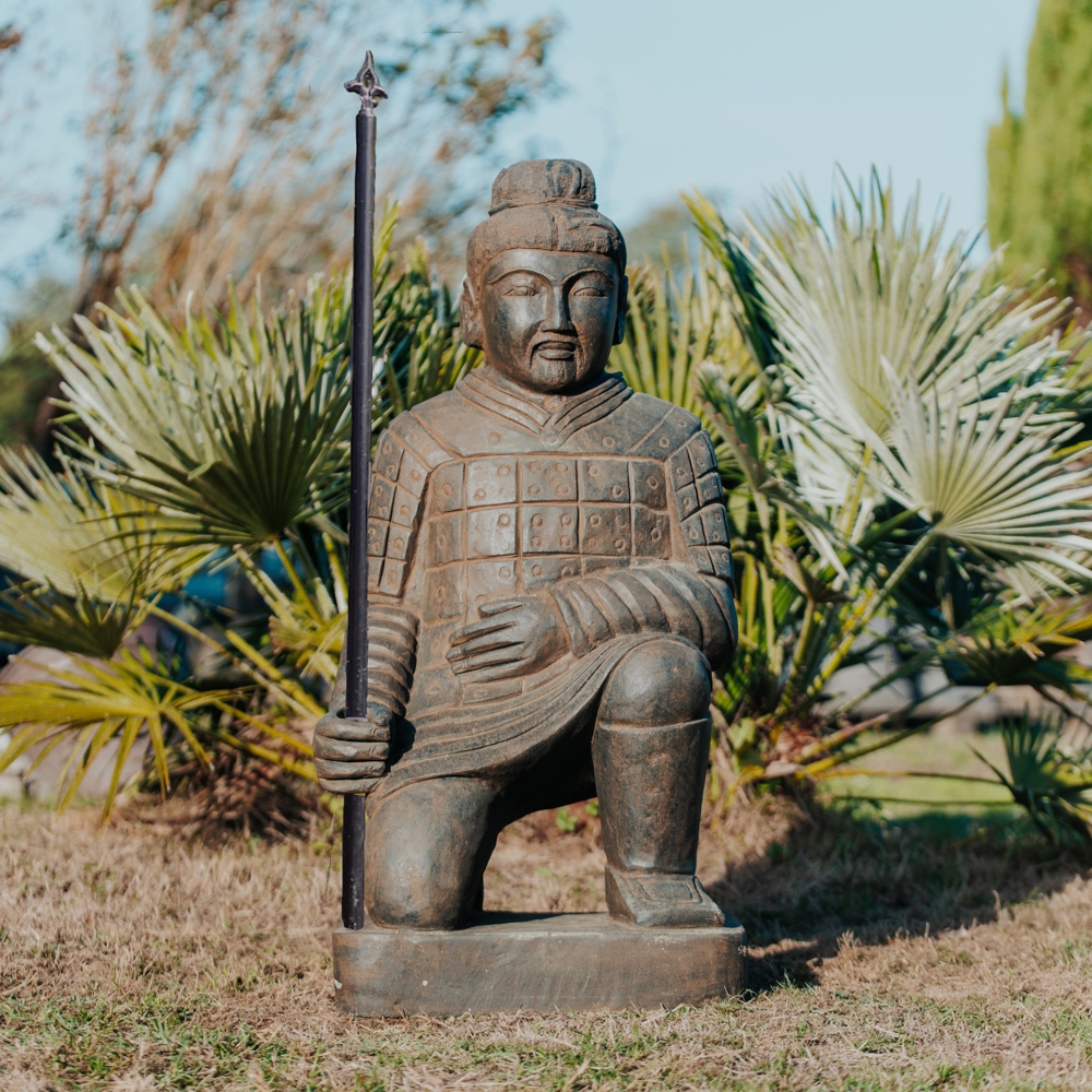 Grossiste statue guerrier chinois, pas japonais en pierre naturelle