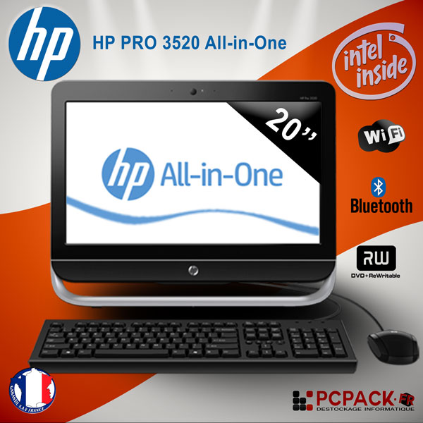 Hp pro 3520 aio 20" large intel pentium 3.00ghz ram 4go hdd 500go