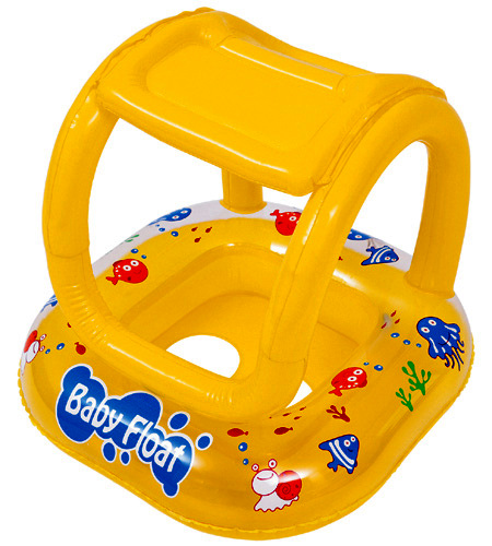 Bouee Gonflable Bebe Avec Toit Baby Float 66cm Jaune A Partir De 6