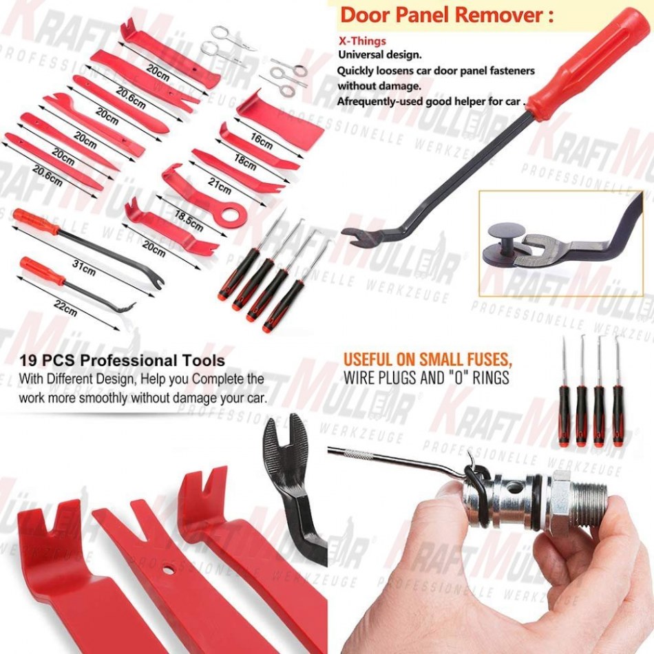 Kit De 6 Outils De Dépose Garniture Auto - Tournevis 220mm & 300mm + 4 Spatules Orange