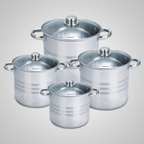 Set de 4 casseroles (8 pièces) en Inox - Faitout - Marmite - Tous