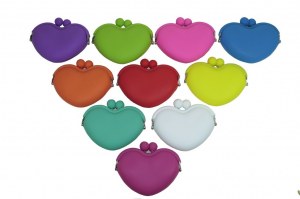 Accessoire sac à main, lot de bourse POCHI coeur en silicone, tres fashion