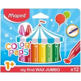 Maped ColorPeps Craies de Coloriage Cire pour Enfant - Forme Triangulaire - Boîte de 12...