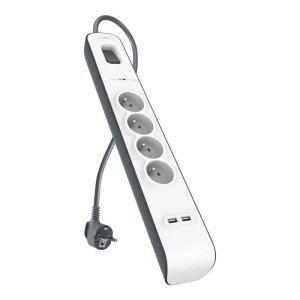 Multiprise parafoudre Belkin - 4 prises et 2 ports USB2.0 - 525 joules de protection