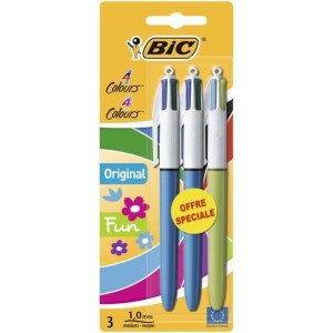 BIC® - Stylo-bille 4 Couleurs® Original Medium & Fashion - Format spécial x3