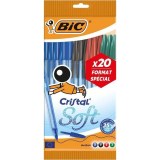 Lot de 20 stylos bille Cristal Soft - BIC - 4 couleurs