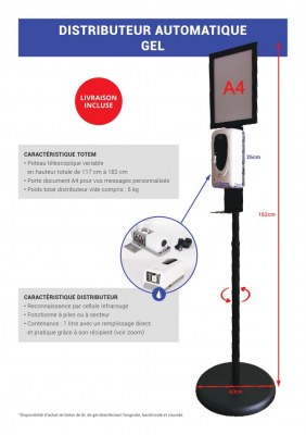 Distributeur gel hydroalcoolique totem