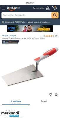 Destokage Nespoli Truelle Pointe carrée INOX AirTouch 20 cm