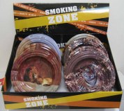 Cendrier plat metal decors animaux de la jungle presentoir de 48pcs