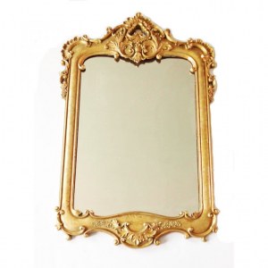 Miroir rectangulaire en résine dorée à la main de style Louis XV 82x54x3 cm