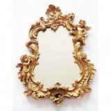 Miroir baroque italien doré avec angelots chérubins et volutes 51X39.5X5.5 cm