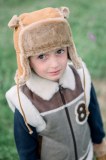 Chapeau chapka enfant en cuir d'Agneau et fourrure de Mouton Mérinos