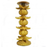 Bougeoir Pique bougie cierge doré avec oursins et étoiles de mer 31.5x13x13 cm