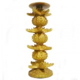 Bougeoir Pique bougie cierge doré avec oursins et étoiles de mer 31.5x13x13 cm