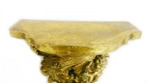 Console murale baroque avec chérubins, angelots, puttis dorée main 28x32x13.5 cm