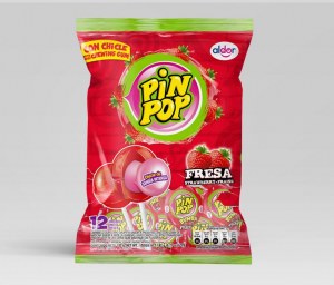 Pinpop sucettes sachet 12pcs avec chewing gum 17gr Bonne date juillet 2022! Plusieurs...