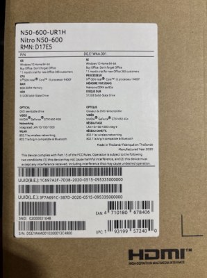 ACER NITRO 50 N50-600 Desktop PC | i5 9th Gen | 8GB RAM 512GB NVMe | GTX 1650