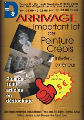 Lots de pots de peintures, crépis...