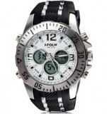 Montre chrono tendance, mixte avec bracelet noir en silicone