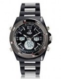 Montre type chrono avec 3 cadrans digital. bracelet en silicone (noire)