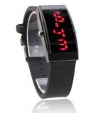 Montre LED Sportive, Cadran Carré, Bracelet Blanc en Silicone, Uni