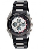 Montre chrono a double affichage, fond blanc et bracelet noir( vente en gros )