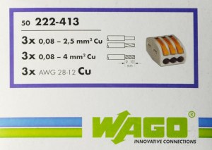 50 Bornes de connexions Wago 222-413 automatique 3 entrées fil souple rigide