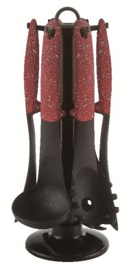  Lot de 7 ustensiles de Cuisine en Silicone avec poignée en et Support Rotatif