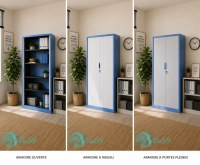 ARMOIRE METAL RIDEAUX DOUBLE