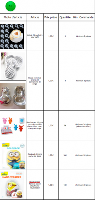 Lots d'articles à 1€/pièce