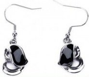 Boucle d'oreille acier et pierre semi precieuse