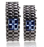 Montre LED Sans Cadran, Affichage Numérique, Noir Métallisé, en Acier