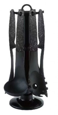  Lot de 7 ustensiles de Cuisine en Silicone avec poignée en et Support Rotatif