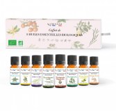 Huiles essentielles en coffret et flacons