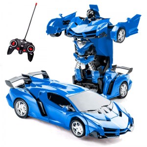 SHOP-STORY - 2 IN 1 RC CAR BLUE : Voiture 2 en 1 transformable en robot