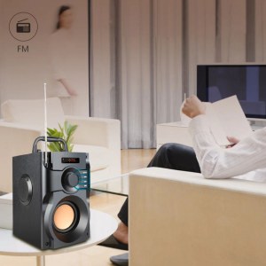 HAUT-PARLEUR SANS FIL 350W BOIS RADIO FM BOOMBOX A10